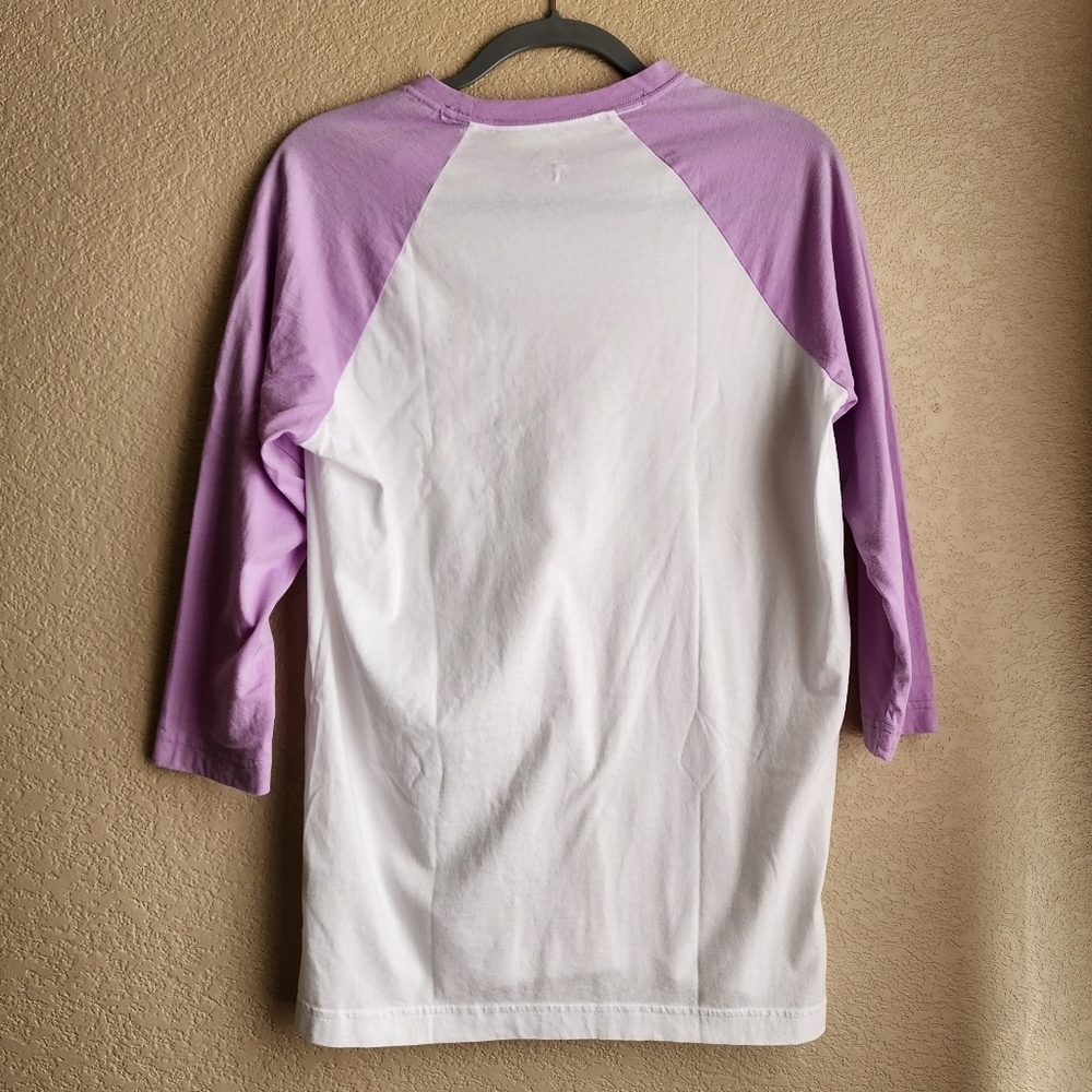 Victoria's secret PINK white and purple shirt 3/4 sleeve Size XS-Medium - Picture 7 of 10